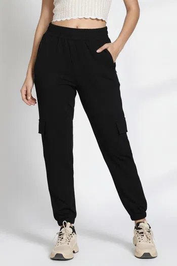 Buy Zivame 2 Mile Fashion Knit Cotton Loungewear Bottom - Black Beauty